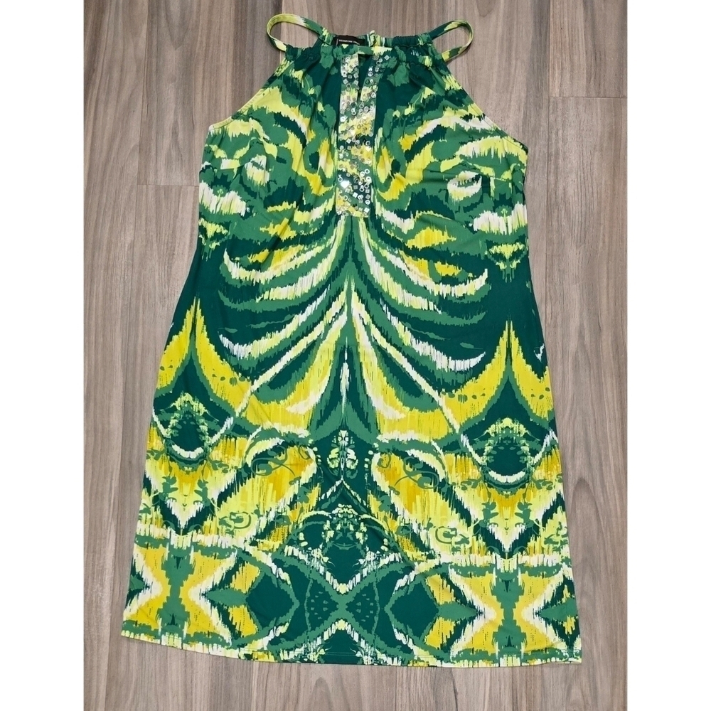 INC International Concepts Green and Yellow Dress Size Large